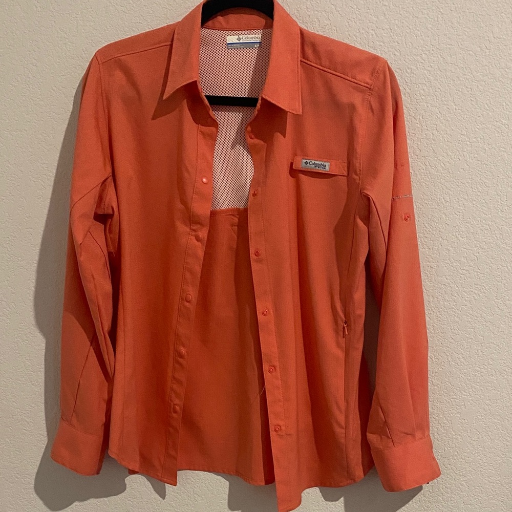 Columbia Vibrant Orange Long Sleeve Shirt